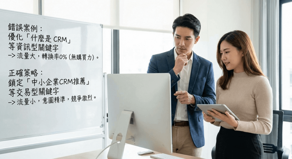 流量小但意圖精準的交易型關鍵字，SEO 很難在短時間內攻克。