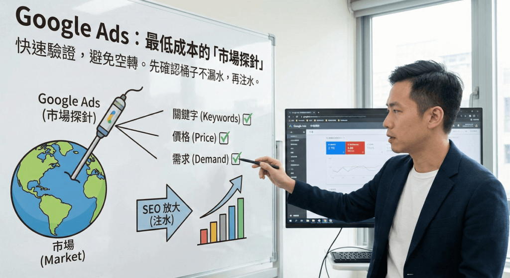 Google Ads 是最低成本的「市場探針」