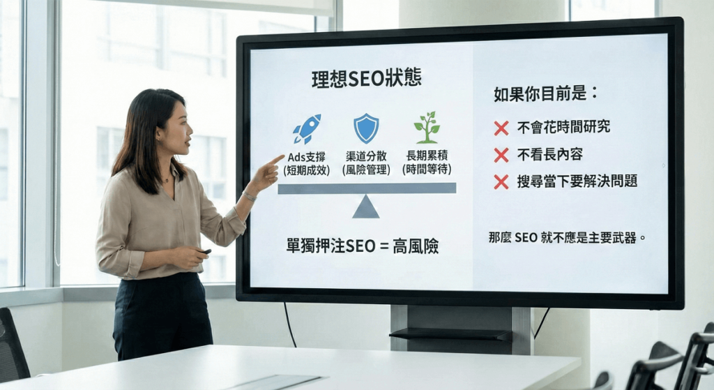 單獨押注SEO，是高風險的策略。