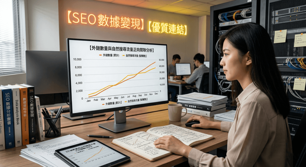 衡量一項SEO服務是否成功，不能只單看外鏈數量的多寡，更要觀察「外鏈」與「自然流量」之間的連動關係。
