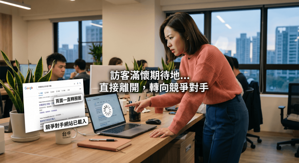 如果你花了大量的SEO費用把流量帶進一個載入需要 5 秒的網站，你等於把超過一半的潛在客戶直接拒於門外。