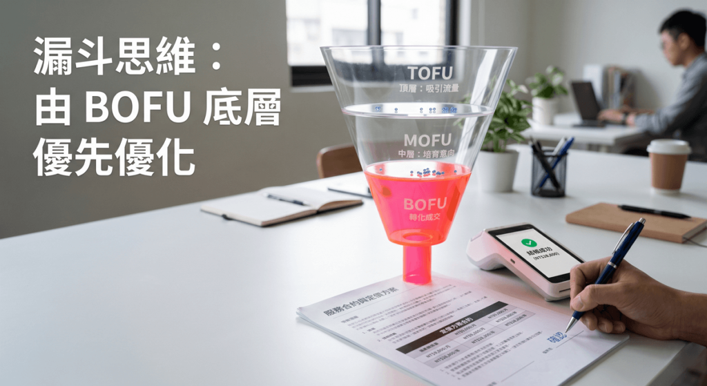 如果人力與資源有限，應該「由下至上（從 BOFU 開始）」逐步優化。