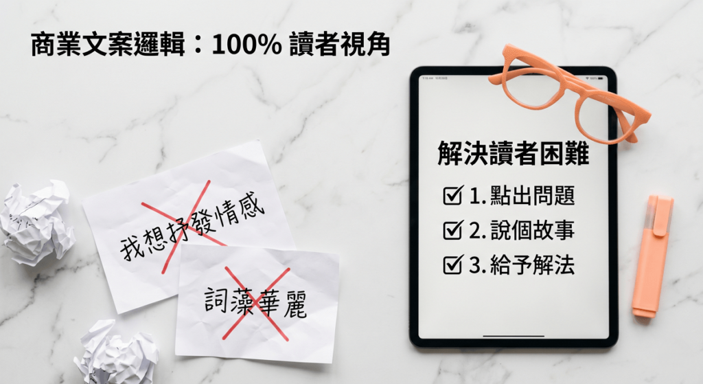 商業型文章目標非常直接，就是「讓讀者在看完之後，願意做一件事情」。