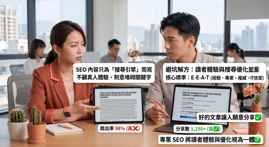 SEO 內容只為「搜尋引擎」而寫，不顧真人體驗