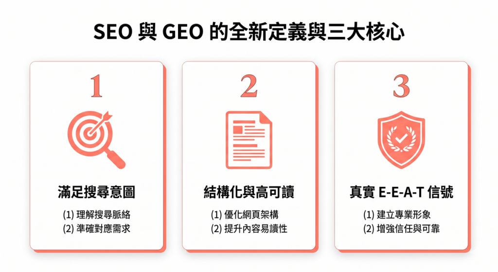 SEO與GEO的三大核心