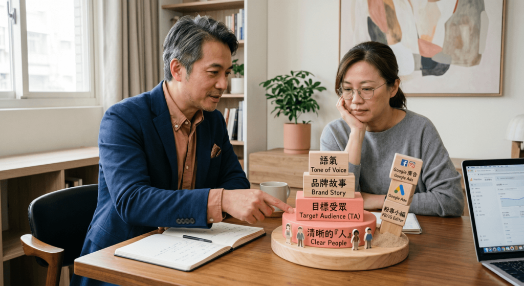 從最根本的「受眾調查」出發，一路帶你探索如何塑造網站風格、建立專屬的 CIS 品牌識別系統，最後走到 SEO 關鍵字布局的實戰。