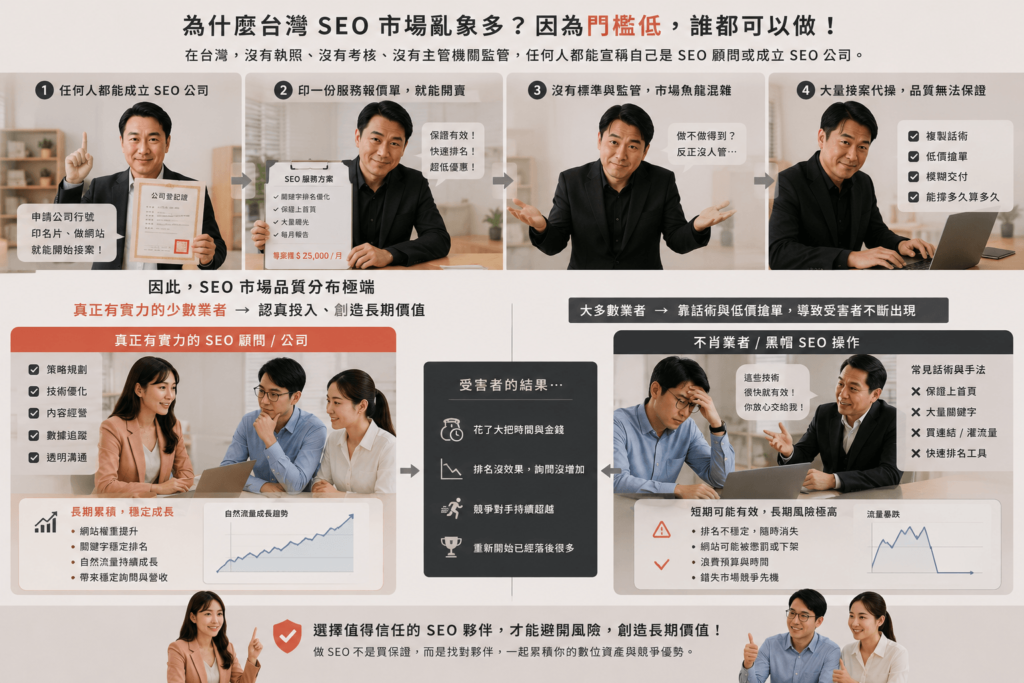 進入SEO門檻極低，但品質差距極大