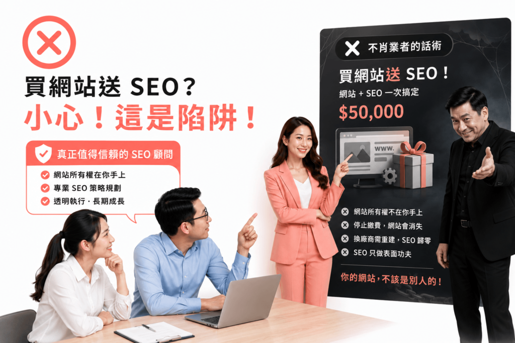 小心買網站送SEO的行銷陷阱，因為你的網站不應該是別人的，一旦停止就什麼都沒有了