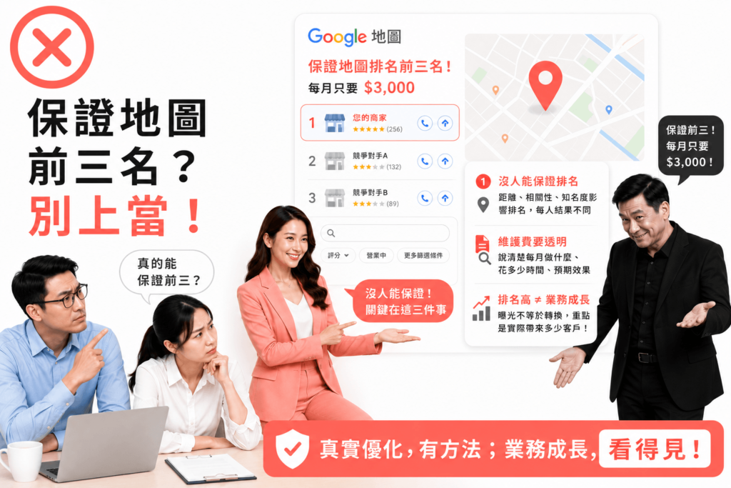 沒有人能保證地圖排名，所以保證地圖前三名都是假的，可以優化但不能給莫須有的保證。