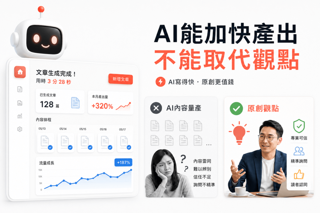 AI能加快產出，不能取代觀點。