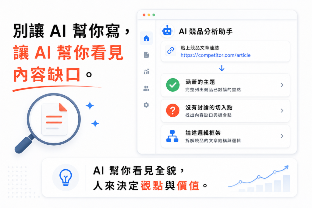 AI 做的是「幫你看見全貌」，決定要寫什麼、從哪個角度切入，還是要由人來判斷。