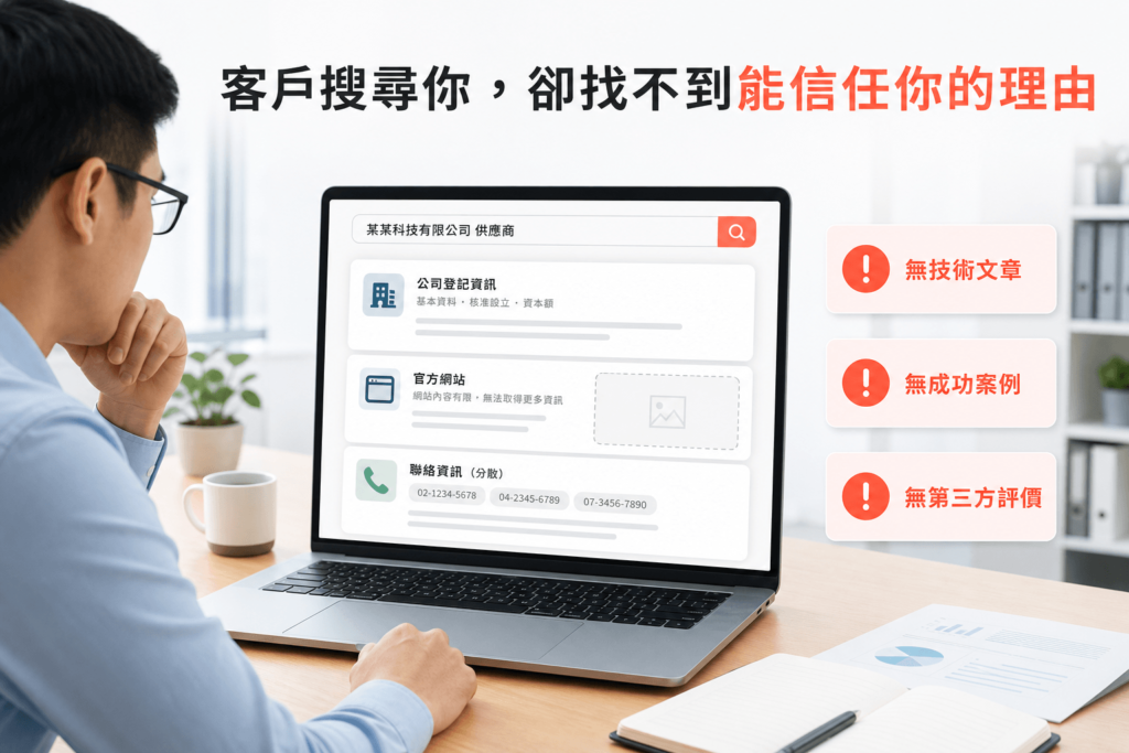 客戶搜尋到你，卻找不到信任基礎。