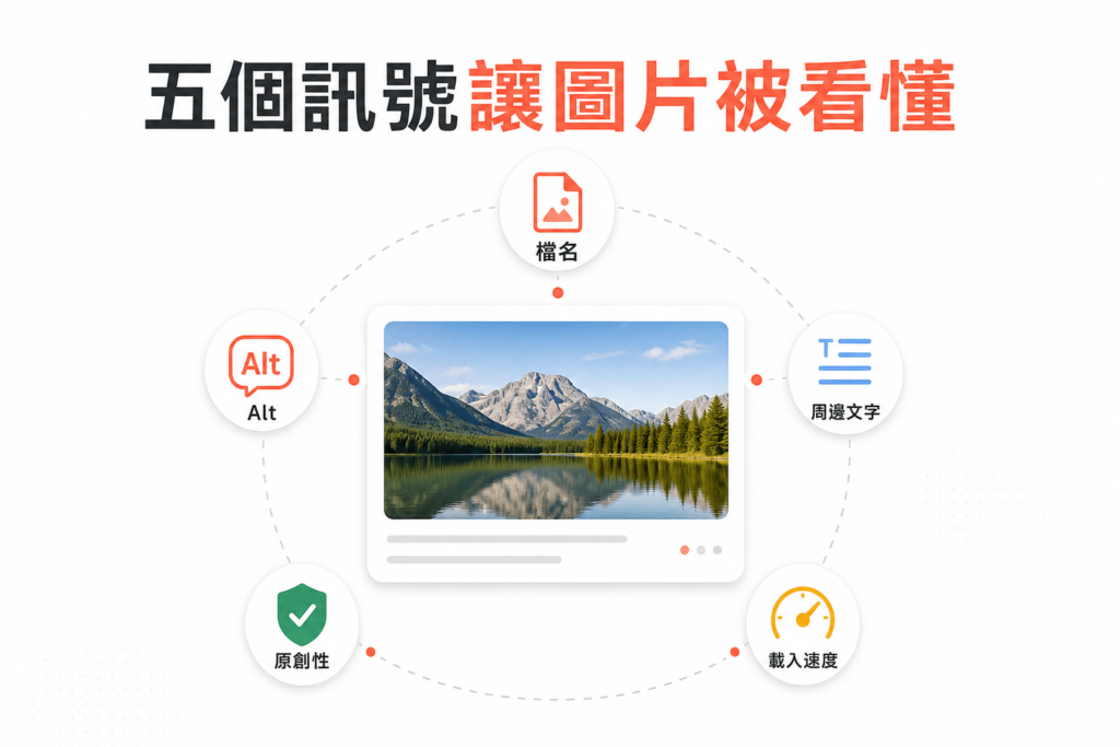 透過埋入這五個訊號讓圖片可以被爬蟲看得懂