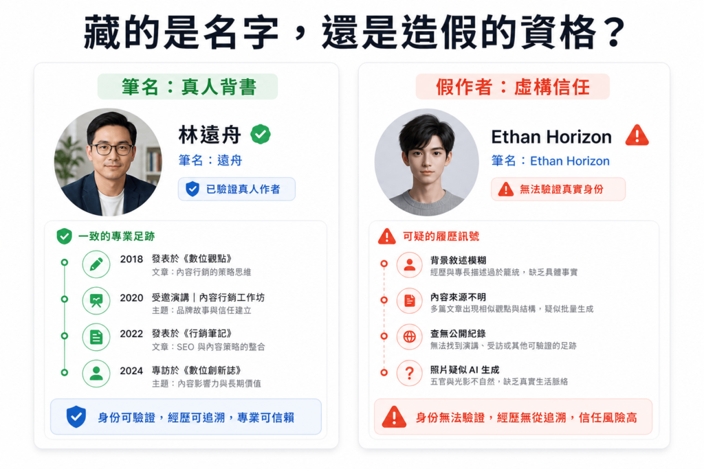 假作者的信任風險高