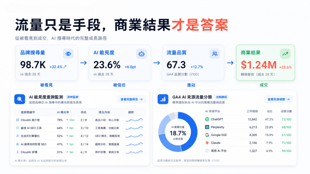 流量需搭配詢問與成交品質一起看。