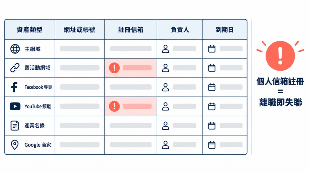 舊網站、離職同事的帳號、關掉的活動頁是品牌搜尋的破口